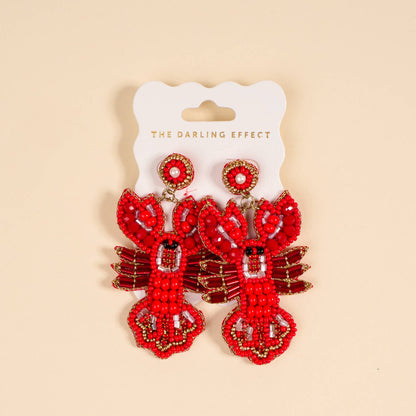 Beaded Lobster Earrings