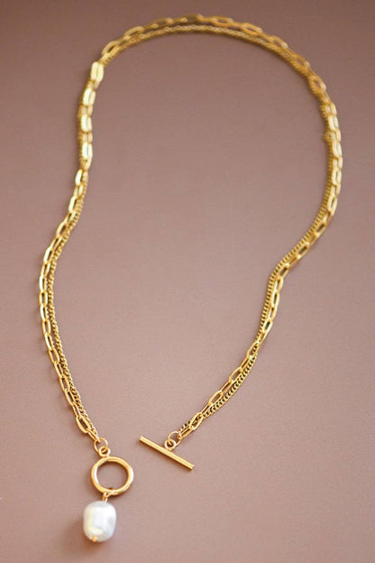 White Stone Gold Chain Necklace
