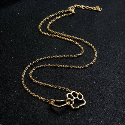 Paw Heart Charm Necklace