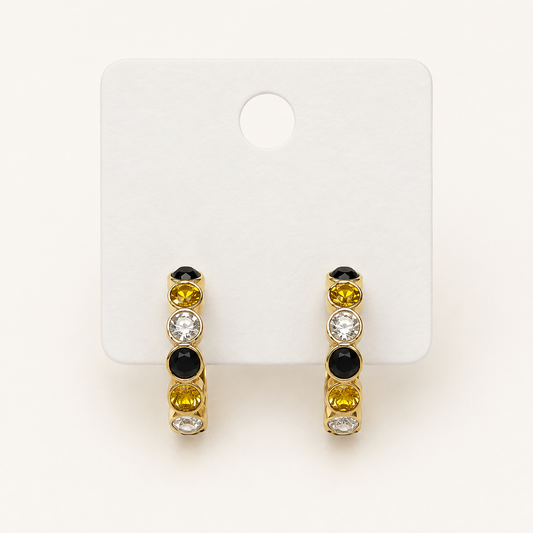 Game Day Black & Gold Hoop Earrings
