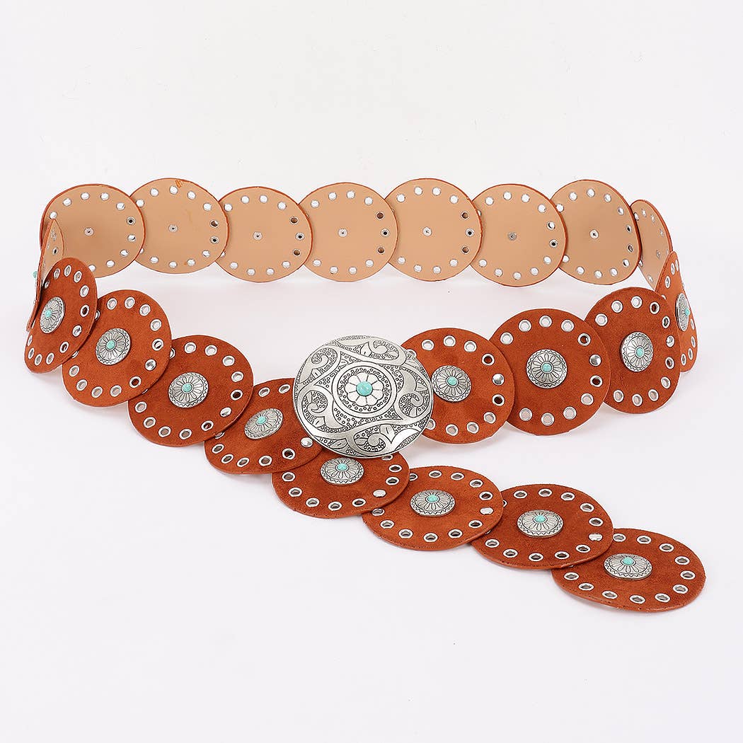 Plus Size Faux Suede Disc Belt
