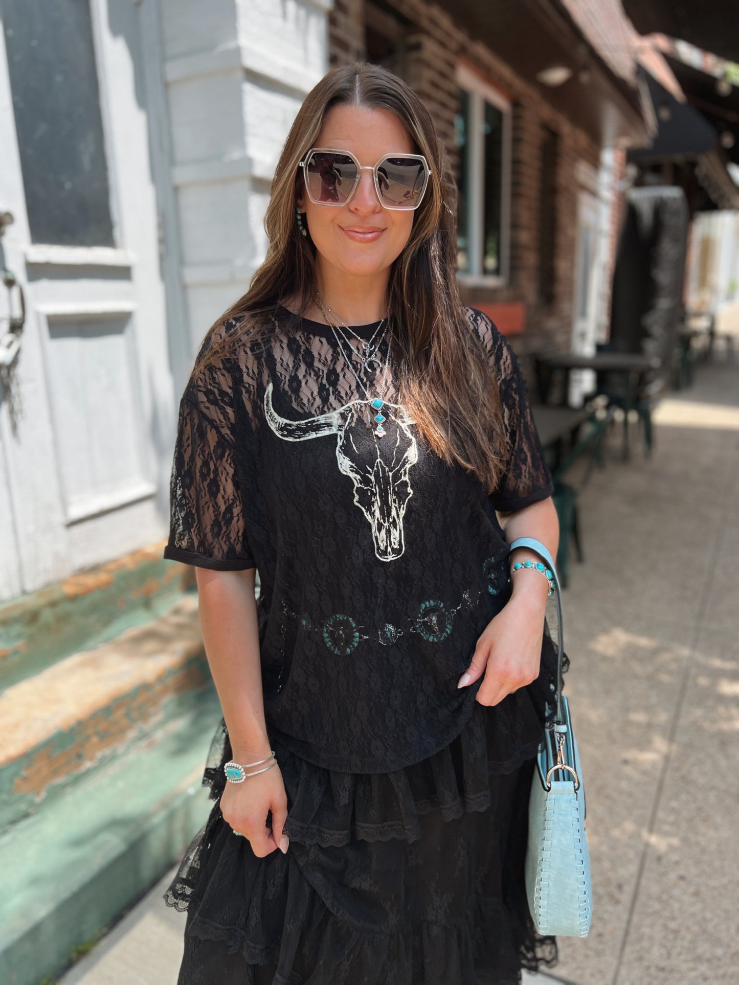Sheer Lace Longhorn Tee