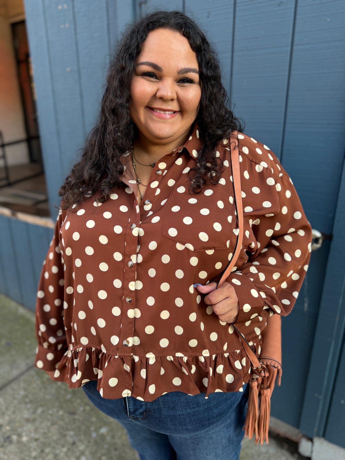 A Little Closer Dotted Blouse