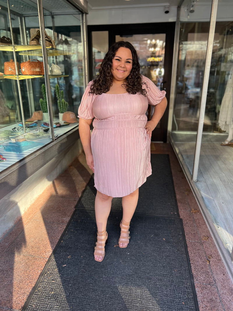 GG Smocked Plisse Mini Dress