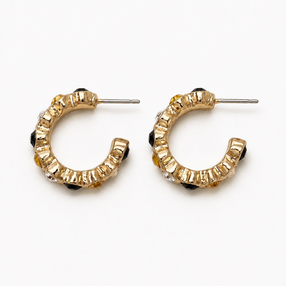 Game Day Black & Gold Hoop Earrings