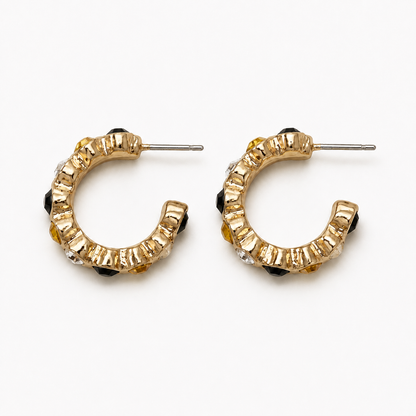 Game Day Black & Gold Hoop Earrings