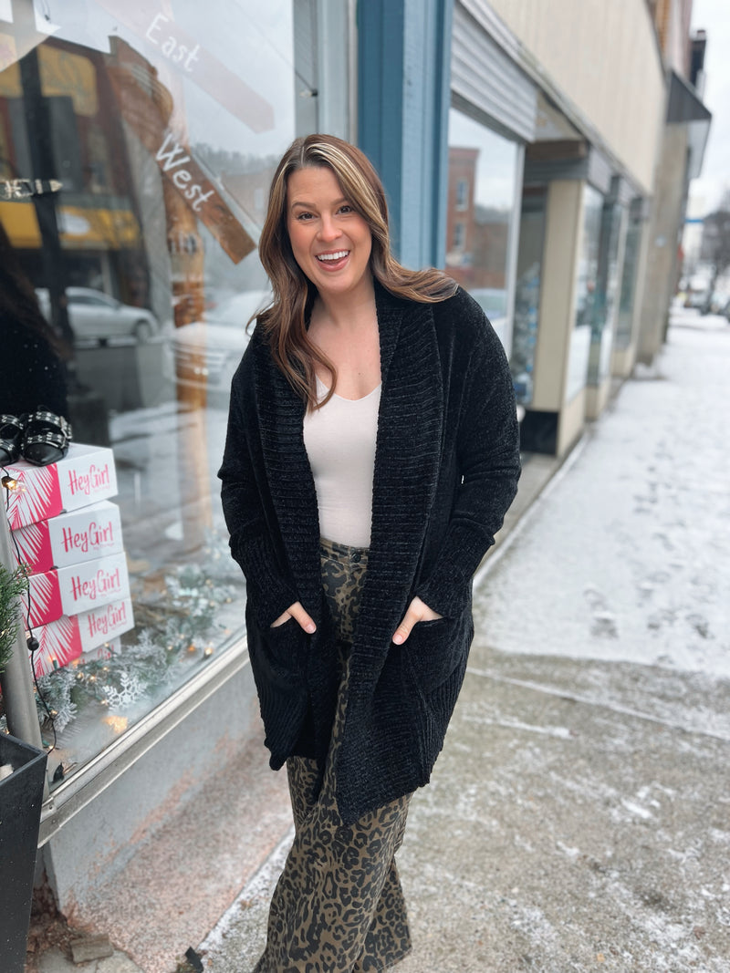 WB Black Chenille Cardigan Preorder