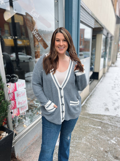 WB Grey Contrast Cardigan