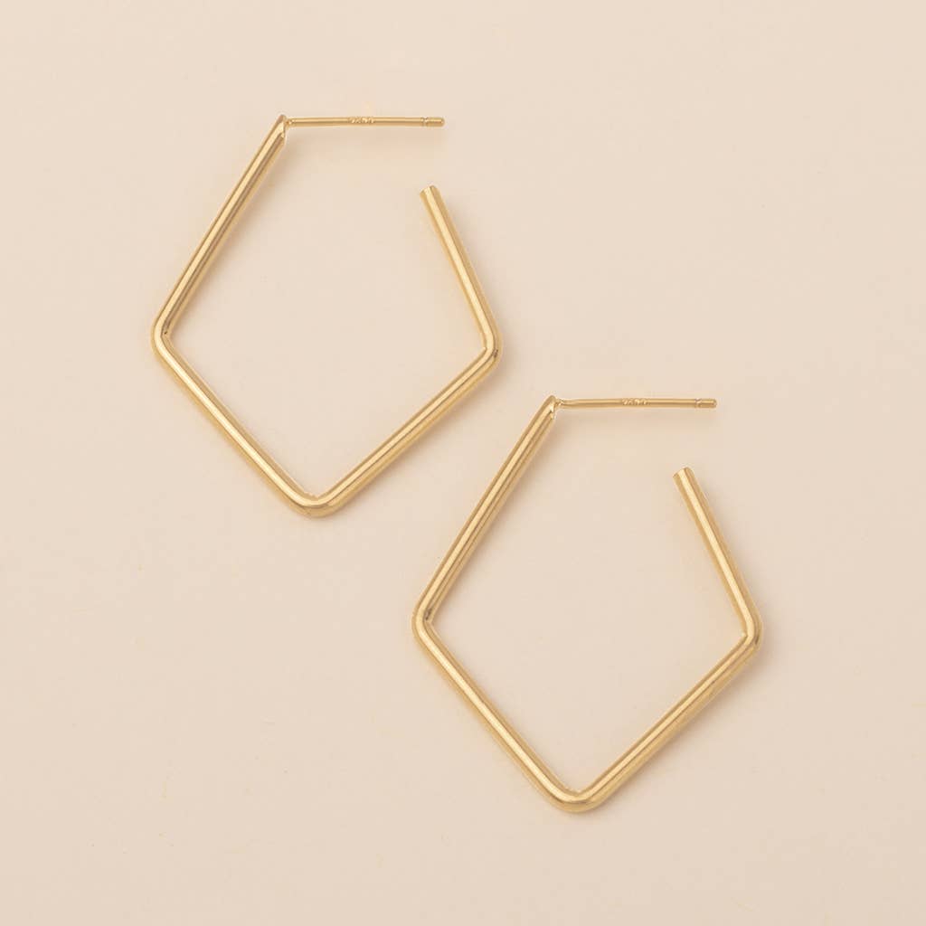Hexagon Gold Hoop Earrings