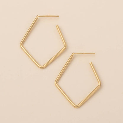 Hexagon Gold Hoop Earrings