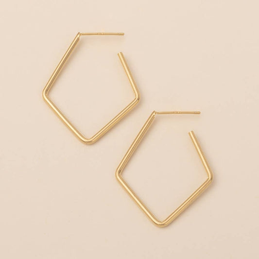 Hexagon Gold Hoop Earrings