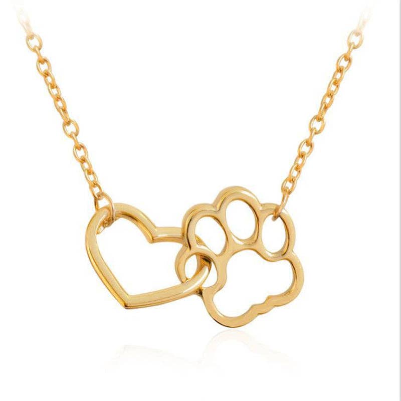 Paw Heart Charm Necklace