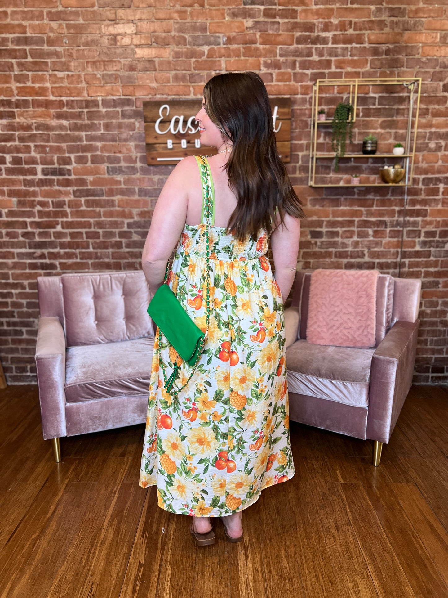 Citrus Floral Midi Dress