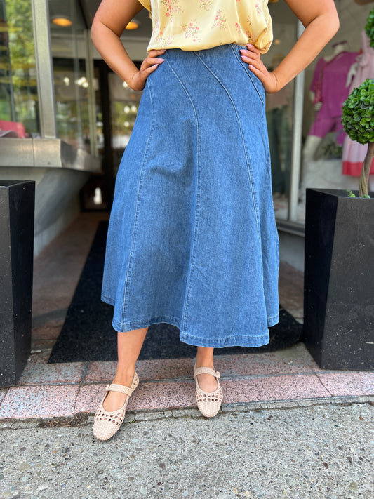 Beautiful Ending Midi Denim Skirt