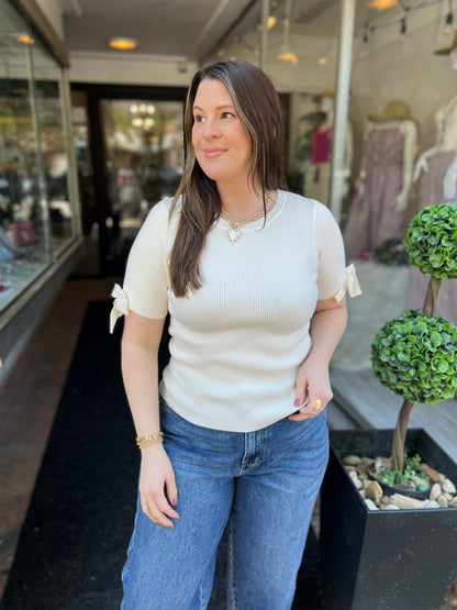 What A Doll Bow Sleeve Top