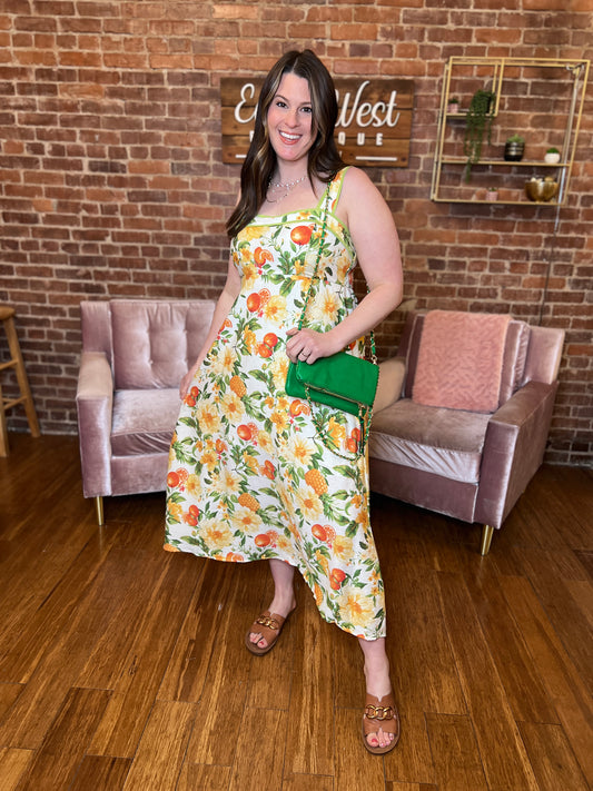Citrus Floral Midi Dress