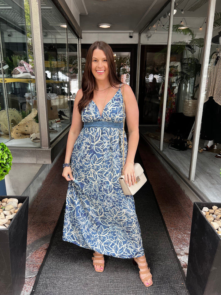 SIL Blue Floral Maxi Dress