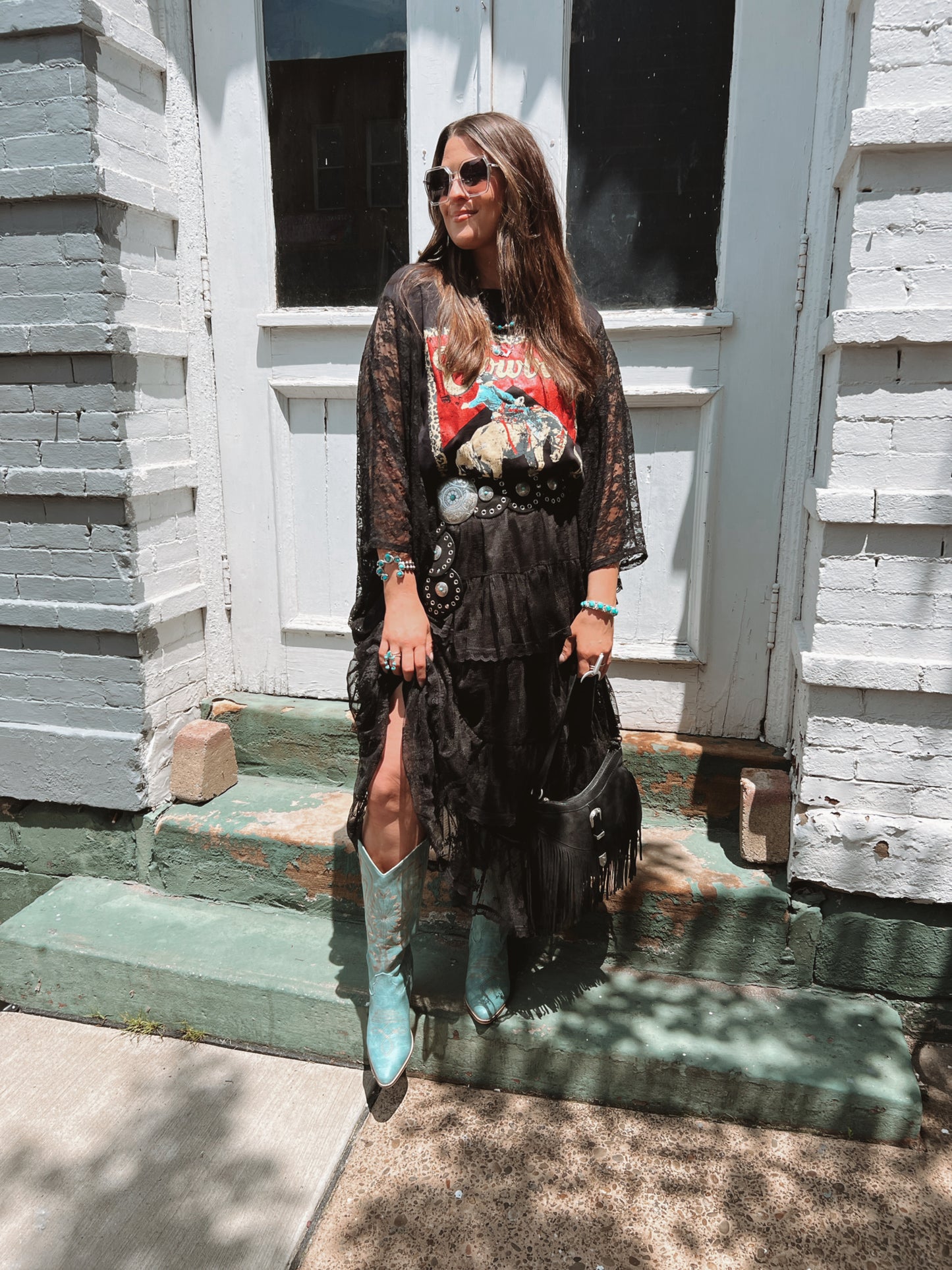 Lace Sleeve Cowboy Tee
