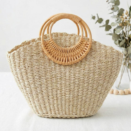Structured Woven Raffia Tote