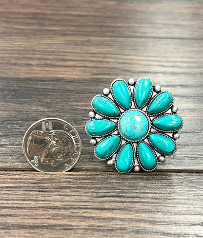 Western Flower Turquoise Ring