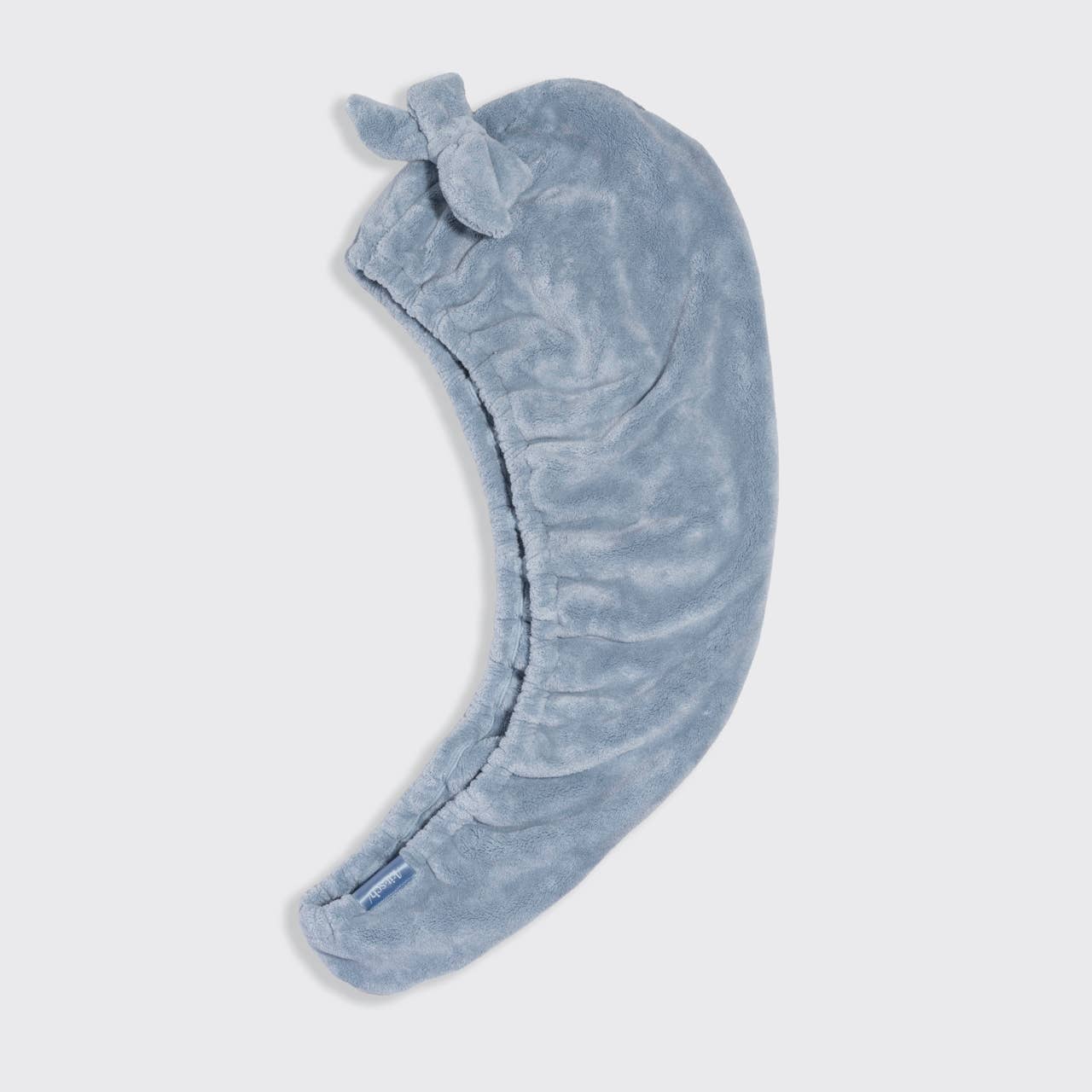 Blue Plush Hair Towel Turban with Bow