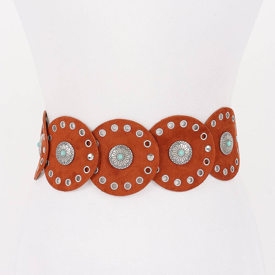 Plus Size Faux Suede Disc Belt