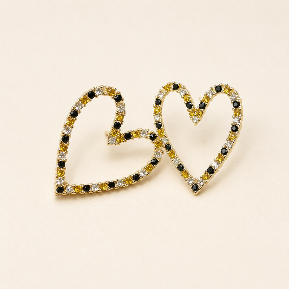 Black & Gold Heart Earrings