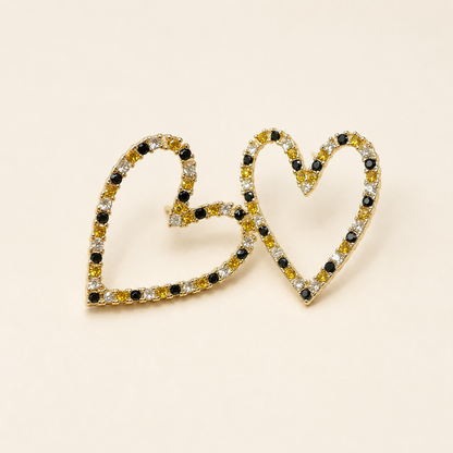 Black & Gold Heart Earrings