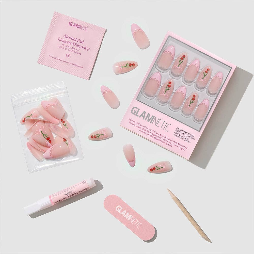 Cherry Bow Press-On Nail Set