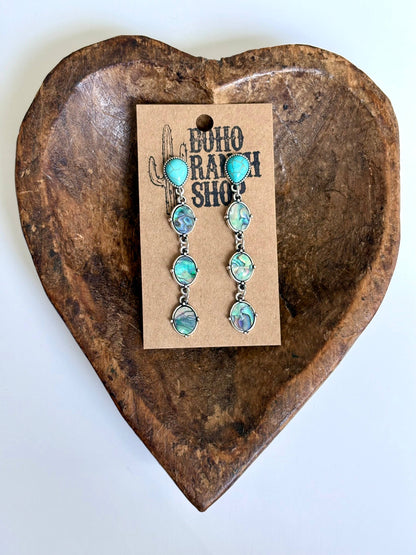 Turquoise & Abalone Drop Earrings