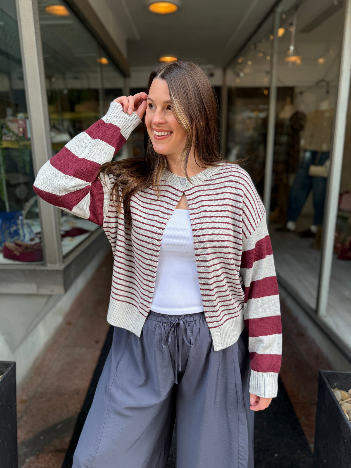 Be Nice Striped Cardigan
