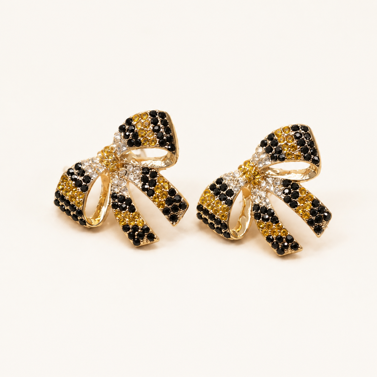 Game Day Black & Gold Bow Earrings