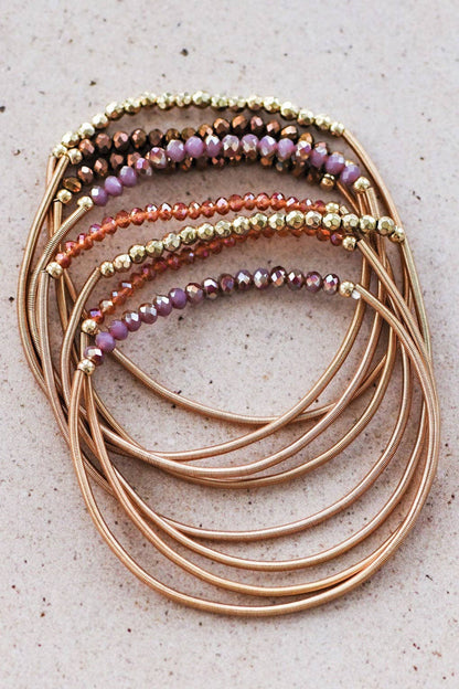 Brown Stone Guitar String Bracelet Stack