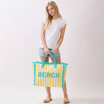 Beach Embroidered Tote