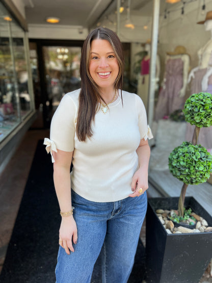 What A Doll Bow Sleeve Top
