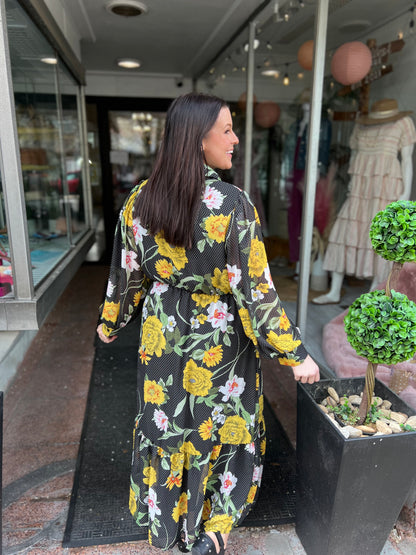 *Final Sale* SIL Black & Yellow Floral Maxi
