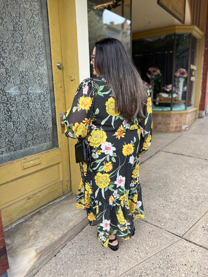 *Final Sale* SIL Black & Yellow Floral Maxi