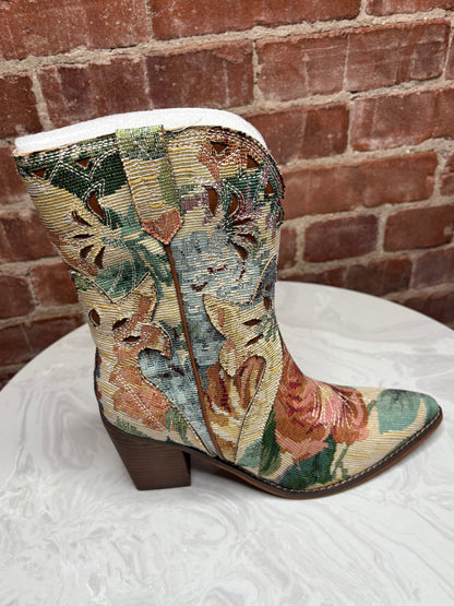 The Sorrel | Floral Tapestry Western Bootie