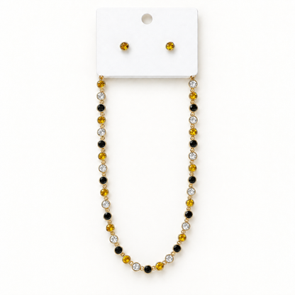 Black & Gold Necklace & Earring Set