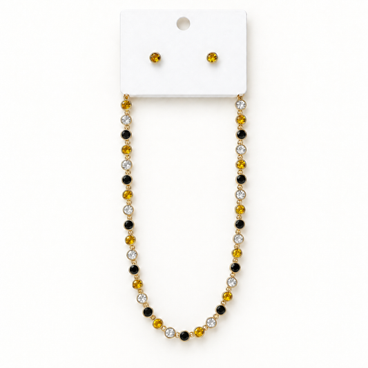 Black & Gold Necklace & Earring Set