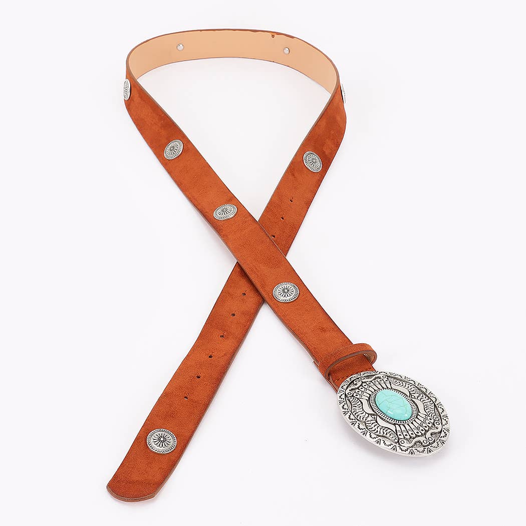 Plus Size Faux Suede Multi Metal Belt