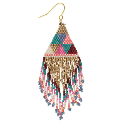 Fringe Beaded Triangle Earrings