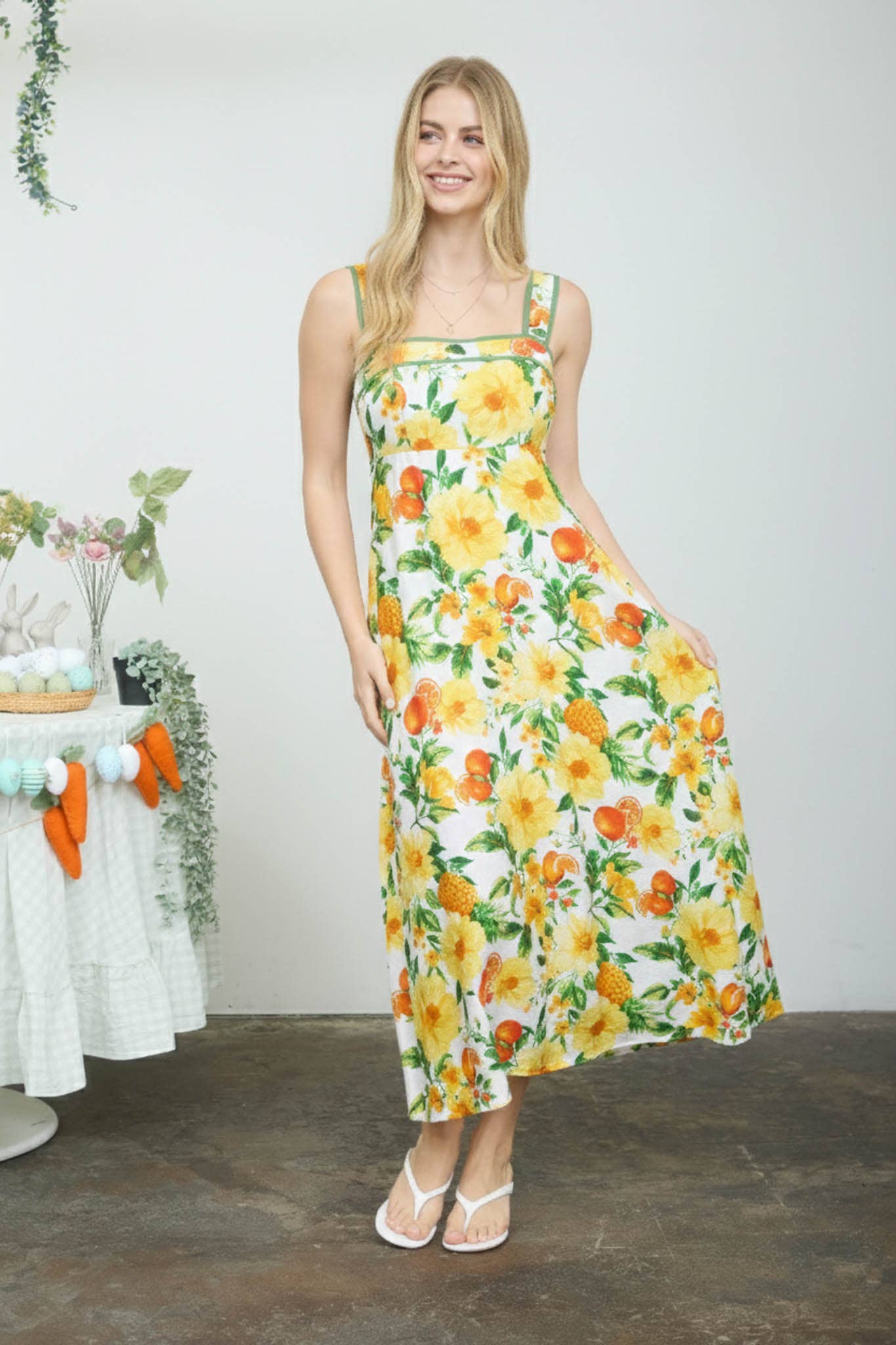 Citrus Floral Midi Dress