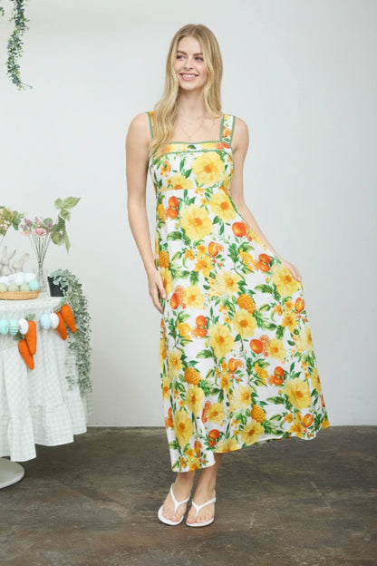 Citrus Floral Midi Dress