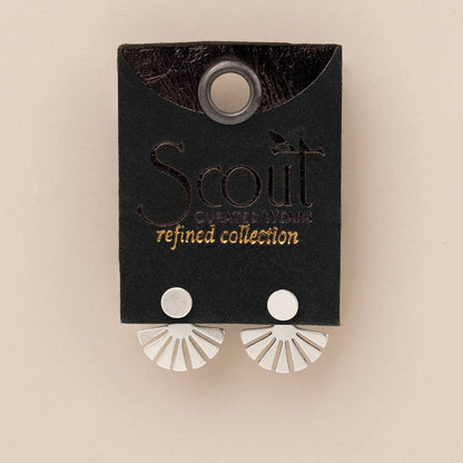 Silver Sunburst Jacket Earrings