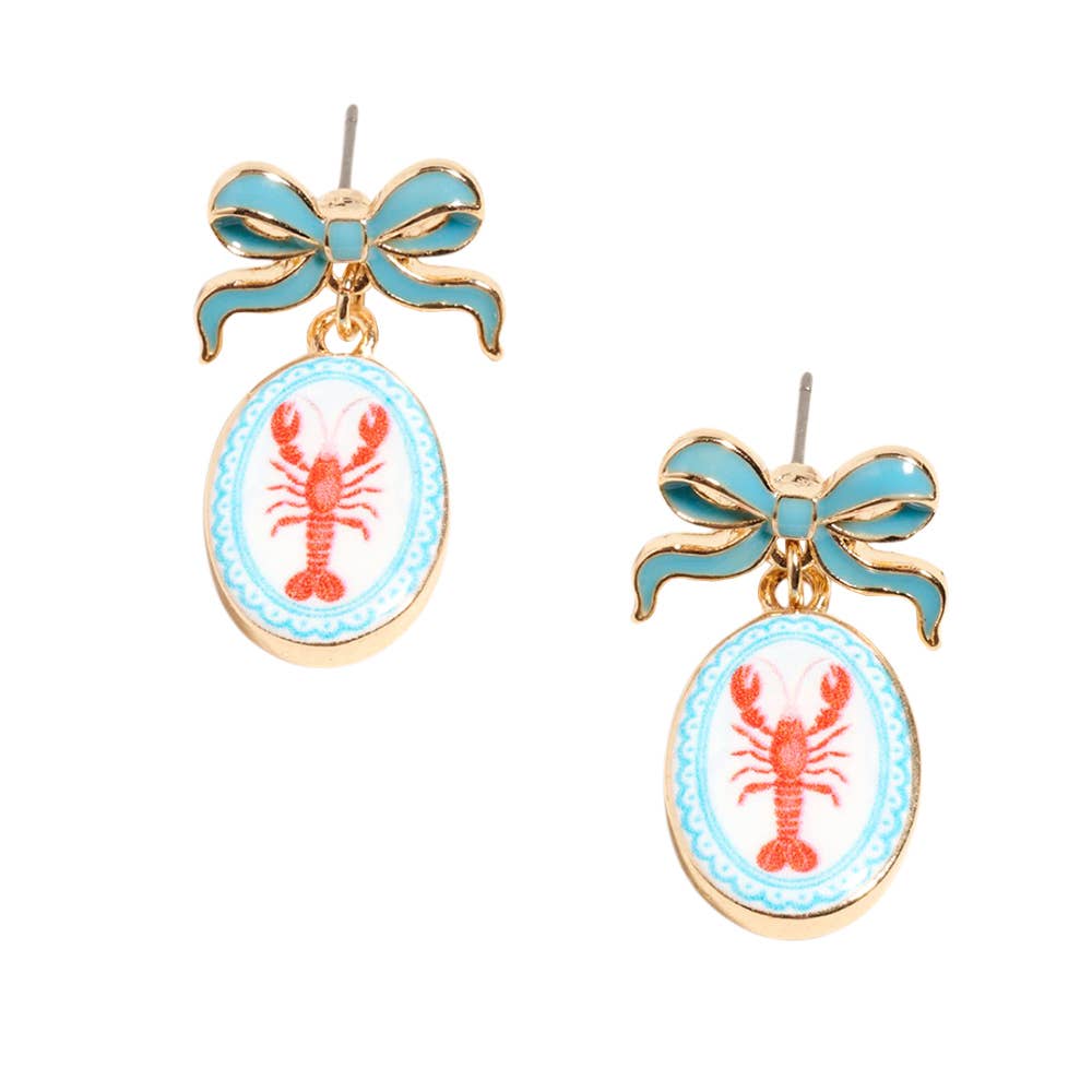 Bow Print Frame Earrings