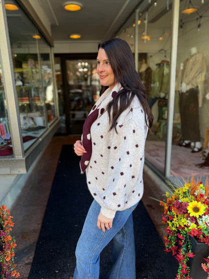 Be Gentle Polka Dot Scarf Cardigan