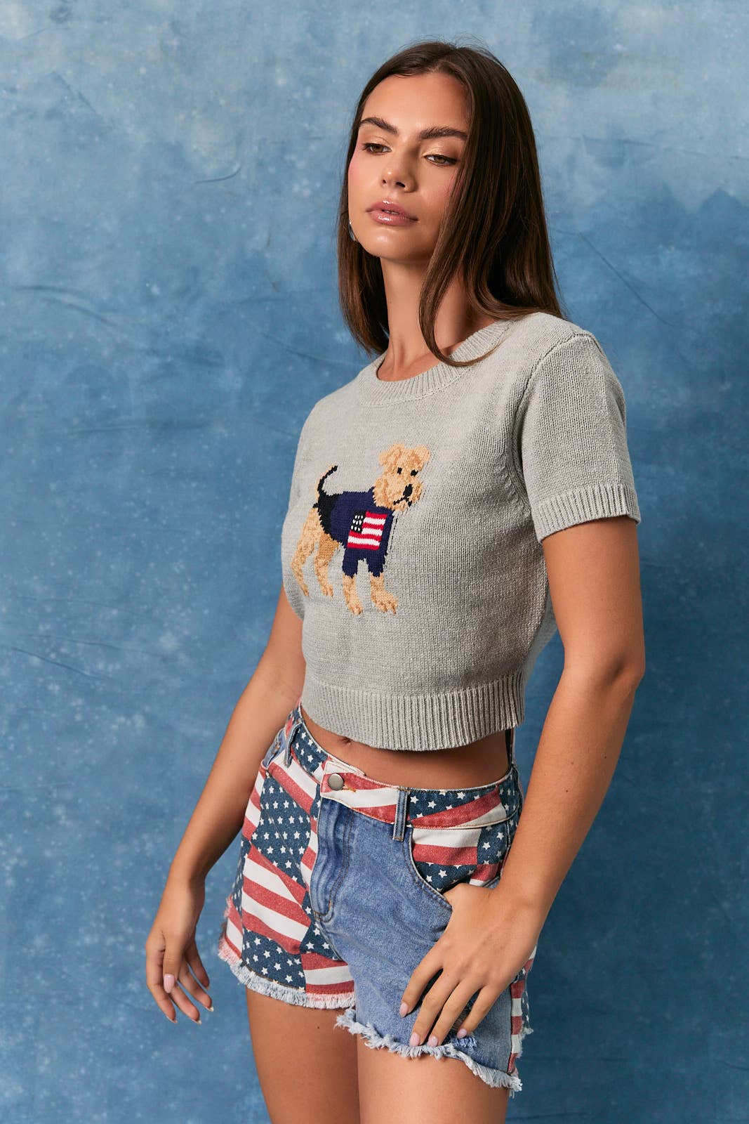 Patriotic Puppy Crop Top