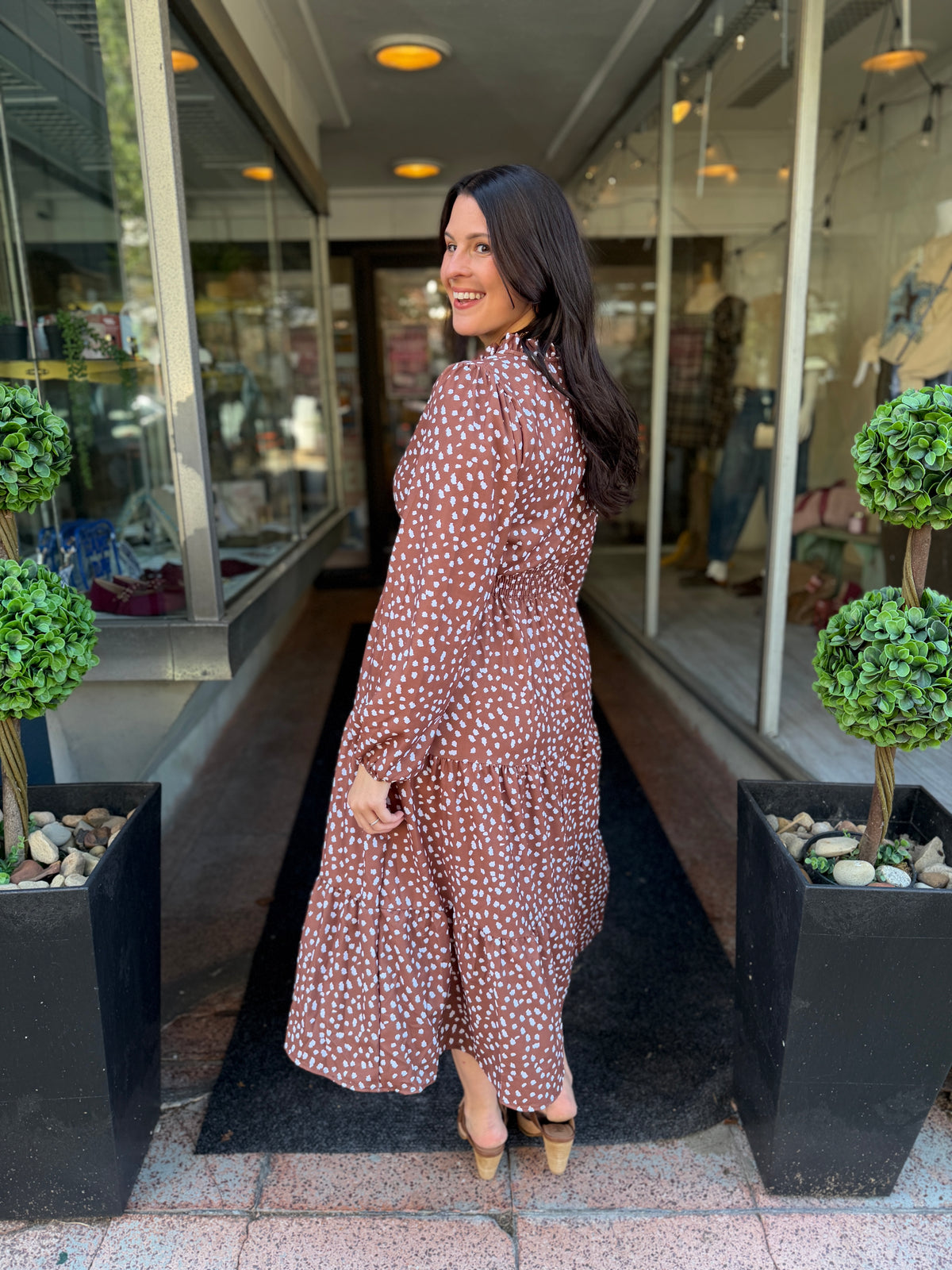 So Humble Deer Print Midi Dress