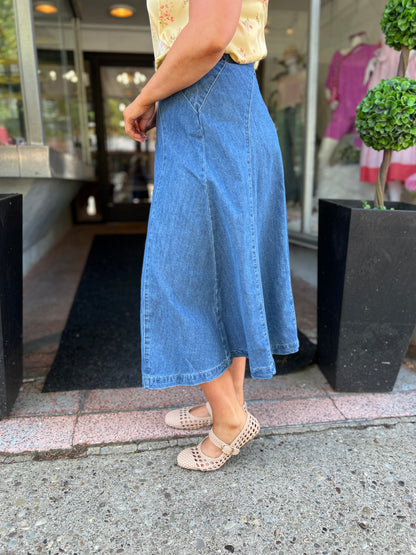 Beautiful Ending Midi Denim Skirt